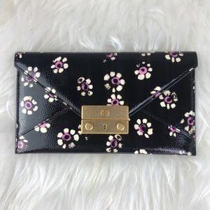 Tory Burch Juliette Envelope Wallet Floral Black